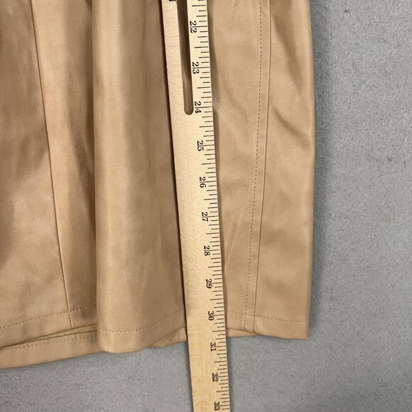 7 For All Mankind Dress Womens XS Tan Faux Leather Square Neck Puff Sleeve Mini - Picture 13 of 14